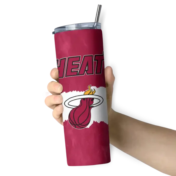 custom miami heat torn band red white skinny tumbler premium grade.webp