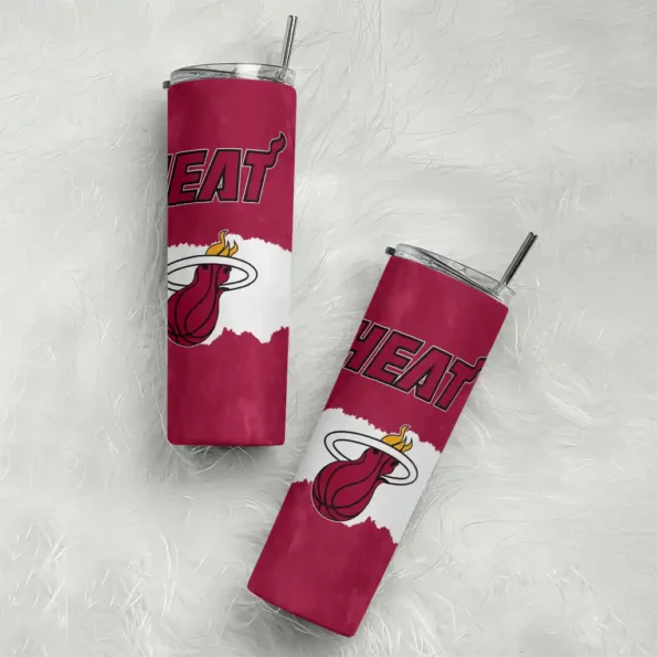 custom miami heat torn band red white skinny tumbler top rated.webp