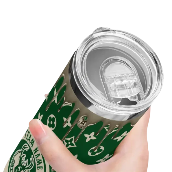 custom milwaukee bucks camo streak green skinny tumbler high quality.webp