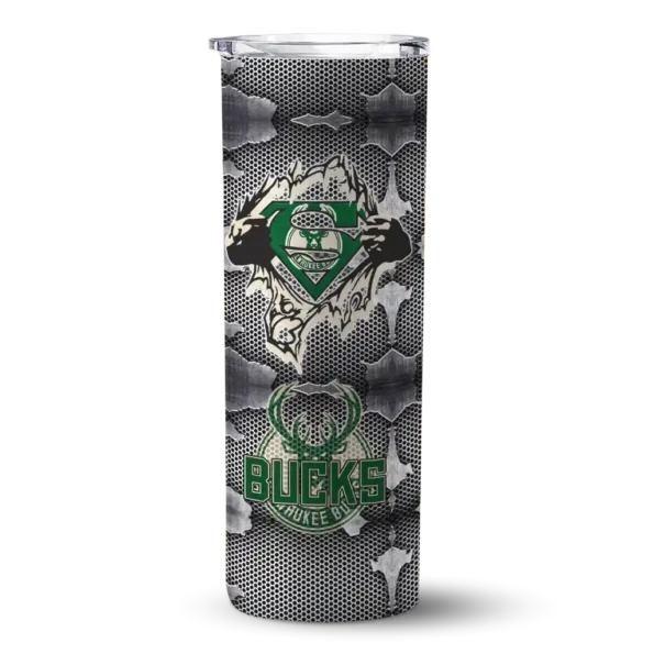 custom milwaukee bucks chevron v green gray skinny tumbler best selling 1.webp