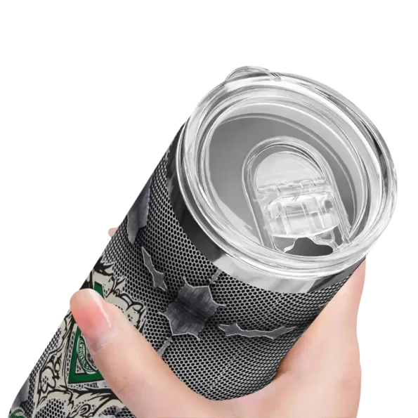 custom milwaukee bucks chevron v green gray skinny tumbler high quality.webp
