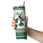 custom milwaukee bucks snoopy dog green white skinny tumbler best selling 1.webp
