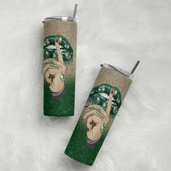 custom milwaukee bucks sparkle lips green skinny tumbler top rated.webp
