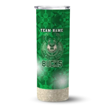 custom milwaukee bucks starburst tiles green skinny tumbler best selling 1.webp