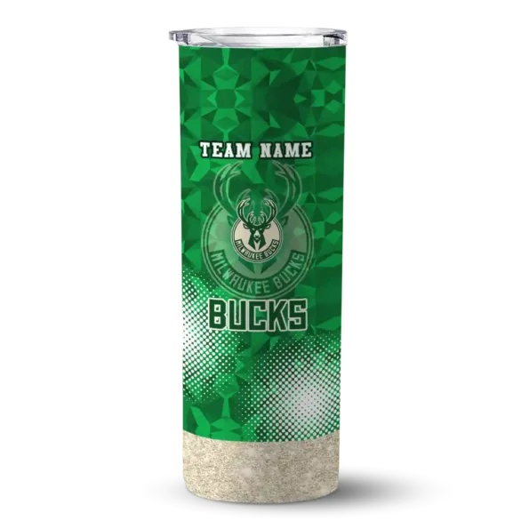 custom milwaukee bucks starburst tiles green skinny tumbler best selling 1.webp