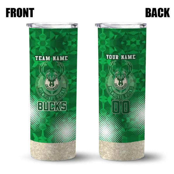 custom milwaukee bucks starburst tiles green skinny tumbler fashion forward.webp