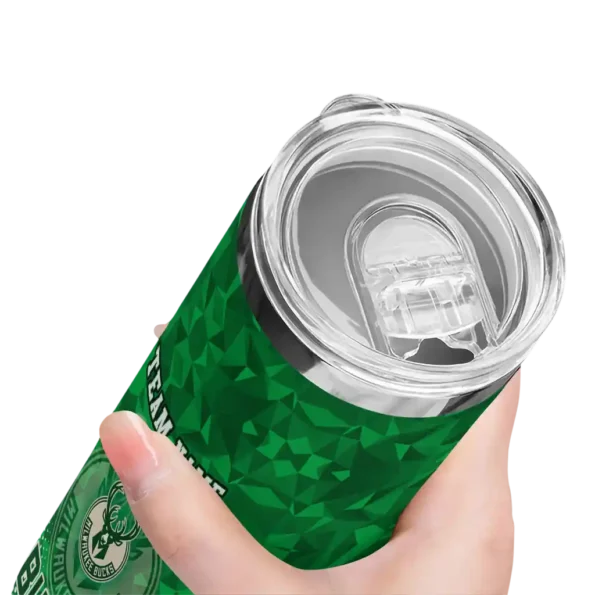 custom milwaukee bucks starburst tiles green skinny tumbler high quality.webp
