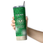 custom milwaukee bucks starburst tiles green skinny tumbler best selling 1.webp