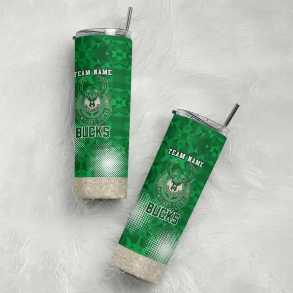 custom milwaukee bucks starburst tiles green skinny tumbler top rated.webp