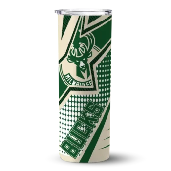 custom milwaukee bucks web stripes green white skinny tumbler best selling 1.webp