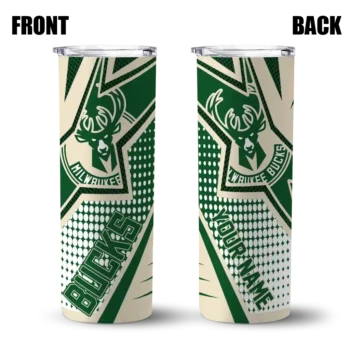 custom milwaukee bucks web stripes green white skinny tumbler fashion forward.webp