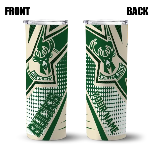 custom milwaukee bucks web stripes green white skinny tumbler fashion forward.webp