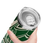 custom milwaukee bucks web stripes green white skinny tumbler best selling 1.webp