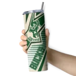 custom milwaukee bucks web stripes green white skinny tumbler best selling 1.webp