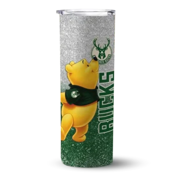 custom milwaukee bucks winnie the pooh green gray skinny tumbler best selling 1.webp