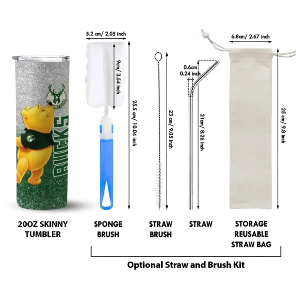 custom milwaukee bucks winnie the pooh green gray skinny tumbler new arrival.webp