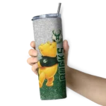 custom milwaukee bucks winnie the pooh green gray skinny tumbler best selling 1.webp