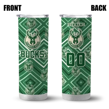 custom milwaukee bucks zipper leopard green skinny tumbler fashion forward.webp