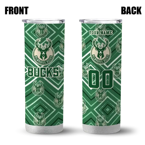 custom milwaukee bucks zipper leopard green skinny tumbler fashion forward.webp