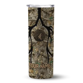 custom minnesota timberwolves antler flow camo skinny tumbler best selling.webp