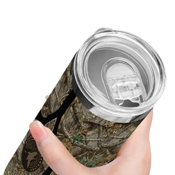 custom minnesota timberwolves antler flow camo skinny tumbler high quality.webp