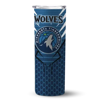 custom minnesota timberwolves chevron stripes midnight blue skinny tumbler best selling.webp