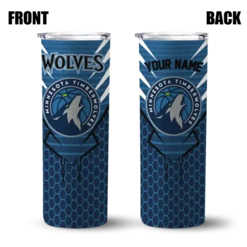 custom minnesota timberwolves chevron stripes midnight blue skinny tumbler fashion forward.webp