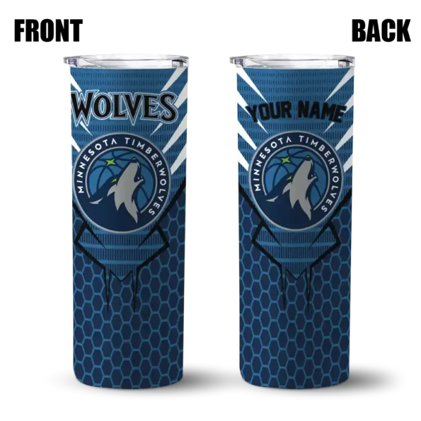 custom minnesota timberwolves chevron stripes midnight blue skinny tumbler fashion forward.webp