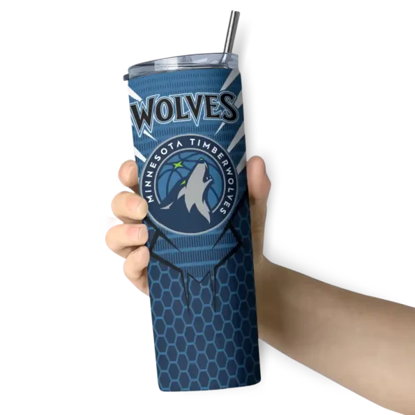 custom minnesota timberwolves chevron stripes midnight blue skinny tumbler premium grade.webp