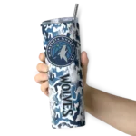 custom minnesota timberwolves claw marks midnight blue white skinny tumbler best selling 1.webp
