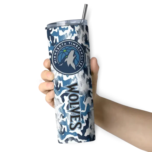 custom minnesota timberwolves claw marks midnight blue white skinny tumbler premium grade.webp