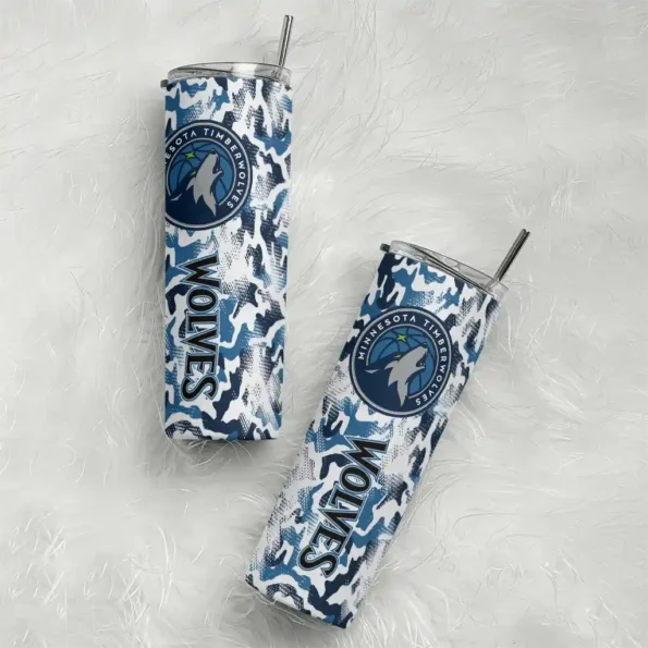 custom minnesota timberwolves claw marks midnight blue white skinny tumbler top rated.webp