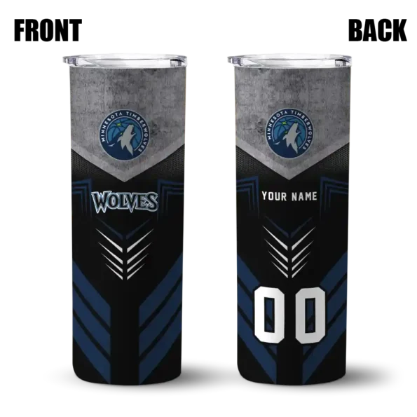 custom minnesota timberwolves hexagon honeycomb midnight blue black skinny tumbler fashion forward.webp