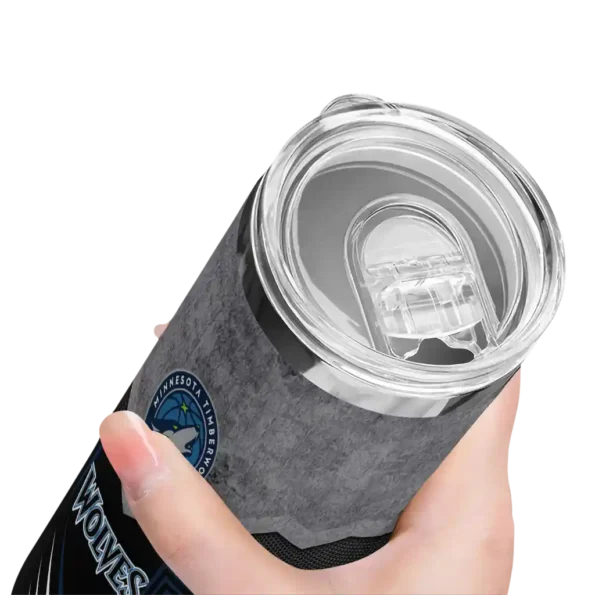 custom minnesota timberwolves hexagon honeycomb midnight blue black skinny tumbler high quality.webp