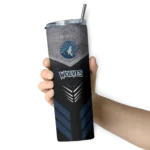 custom minnesota timberwolves hexagon honeycomb midnight blue black skinny tumbler best selling 1.webp