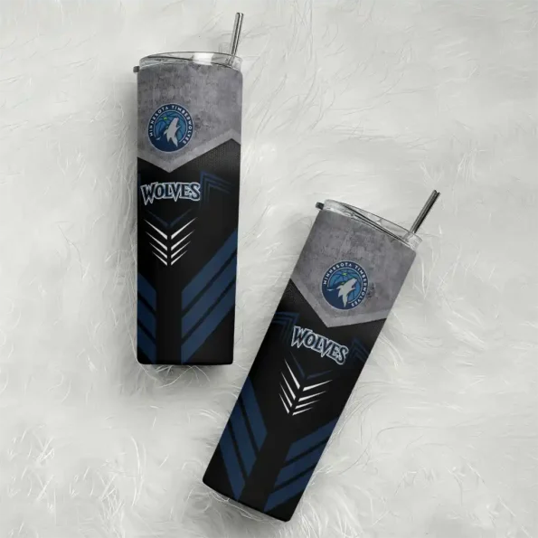 custom minnesota timberwolves hexagon honeycomb midnight blue black skinny tumbler top rated.webp