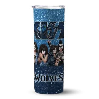 custom minnesota timberwolves kiss band blue skinny tumbler best selling.webp