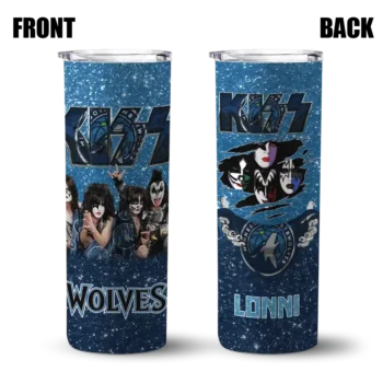 custom minnesota timberwolves kiss band blue skinny tumbler fashion forward.webp