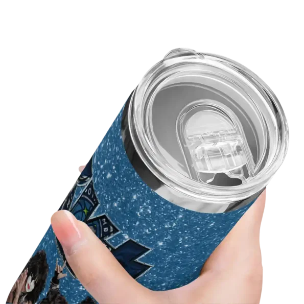 custom minnesota timberwolves kiss band blue skinny tumbler high quality.webp