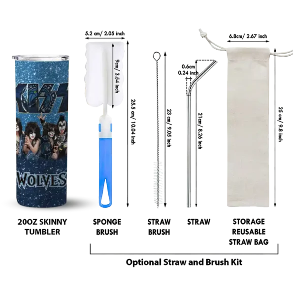 custom minnesota timberwolves kiss band blue skinny tumbler new arrival.webp