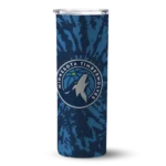 custom minnesota timberwolves metallic grid midnight blue skinny tumbler best selling 1.webp