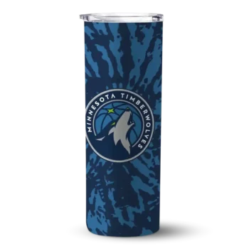 custom minnesota timberwolves metallic grid midnight blue skinny tumbler best selling.webp