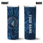 custom minnesota timberwolves metallic grid midnight blue skinny tumbler best selling 1.webp