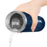 custom minnesota timberwolves metallic grid midnight blue skinny tumbler best selling 1.webp