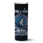 custom minnesota timberwolves rose romance midnight blue black skinny tumbler best selling.webp