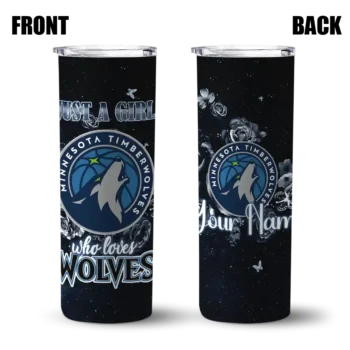 custom minnesota timberwolves rose romance midnight blue black skinny tumbler fashion forward.webp