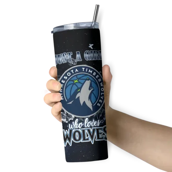 custom minnesota timberwolves rose romance midnight blue black skinny tumbler premium grade.webp