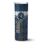 custom minnesota timberwolves sparkle drip midnight blue skinny tumbler best selling.webp