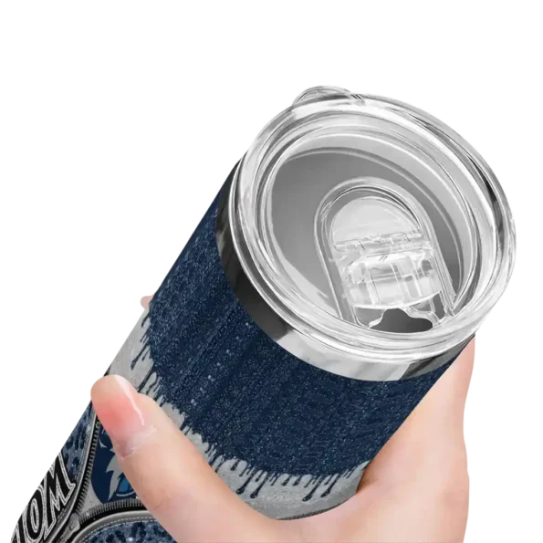 custom minnesota timberwolves sparkle drip midnight blue skinny tumbler high quality.webp
