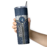custom minnesota timberwolves sparkle drip midnight blue skinny tumbler best selling 1.webp
